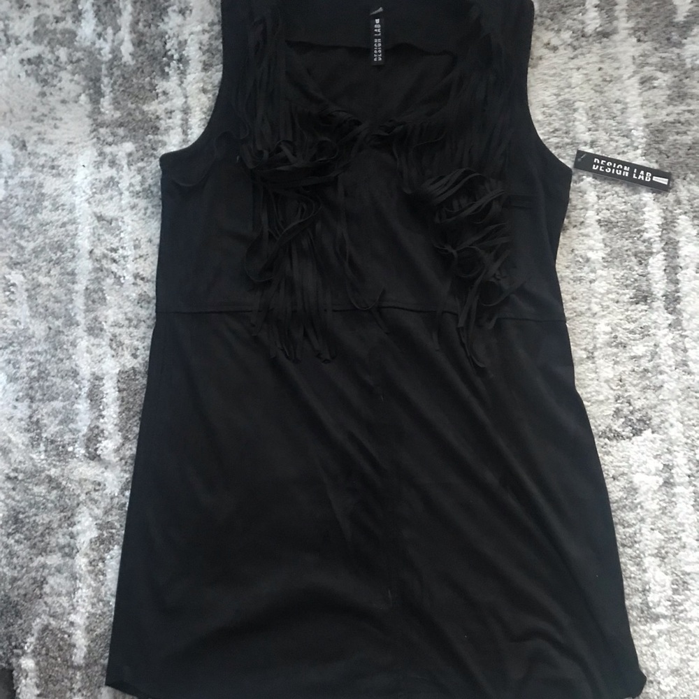 Design Lab Lord & Taylor Fringed Faux Suede Dress